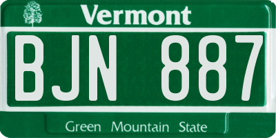 VT license plate BJN887
