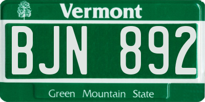 VT license plate BJN892