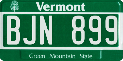 VT license plate BJN899