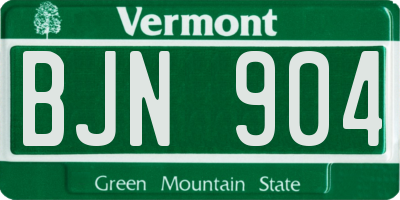 VT license plate BJN904