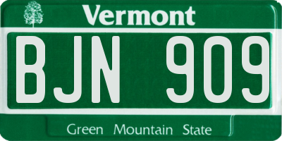 VT license plate BJN909
