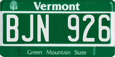 VT license plate BJN926