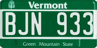 VT license plate BJN933