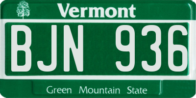VT license plate BJN936