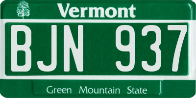 VT license plate BJN937