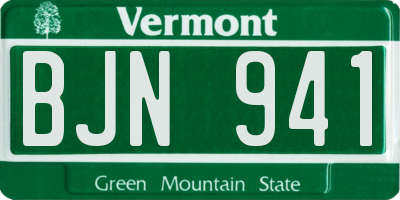VT license plate BJN941