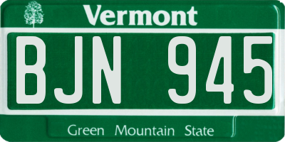 VT license plate BJN945