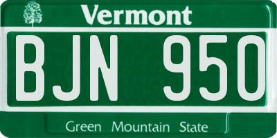 VT license plate BJN950