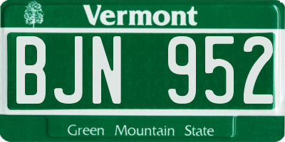 VT license plate BJN952