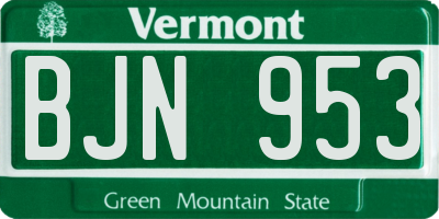 VT license plate BJN953