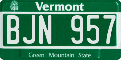 VT license plate BJN957