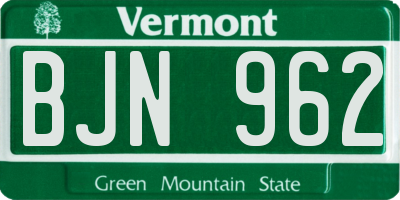 VT license plate BJN962