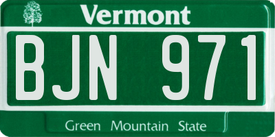 VT license plate BJN971