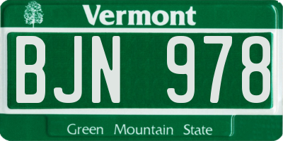 VT license plate BJN978