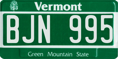 VT license plate BJN995