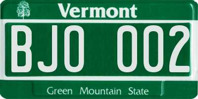 VT license plate BJO002