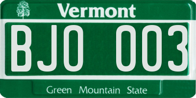 VT license plate BJO003