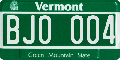 VT license plate BJO004