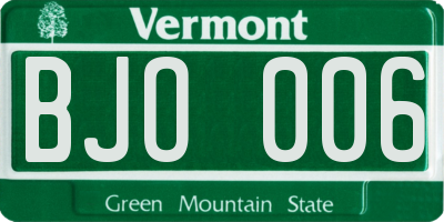 VT license plate BJO006