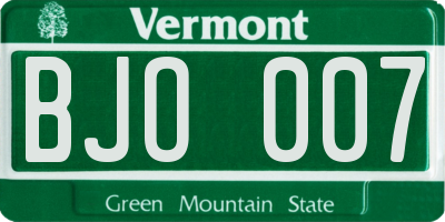 VT license plate BJO007