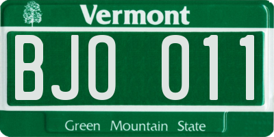 VT license plate BJO011
