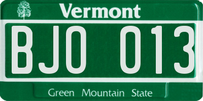 VT license plate BJO013
