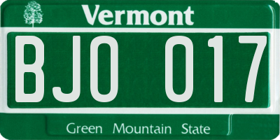 VT license plate BJO017