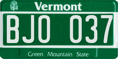 VT license plate BJO037