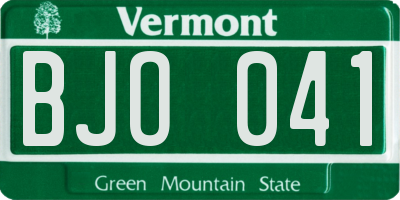 VT license plate BJO041
