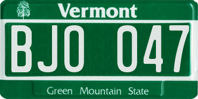 VT license plate BJO047