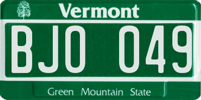 VT license plate BJO049