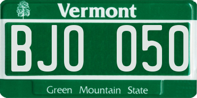 VT license plate BJO050