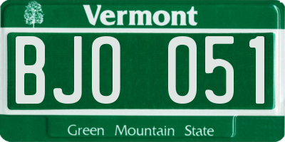 VT license plate BJO051