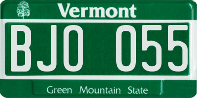 VT license plate BJO055