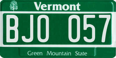 VT license plate BJO057