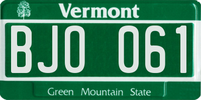 VT license plate BJO061