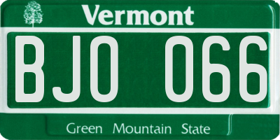 VT license plate BJO066