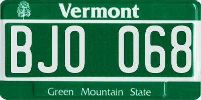 VT license plate BJO068