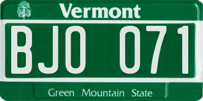 VT license plate BJO071