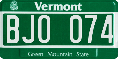VT license plate BJO074