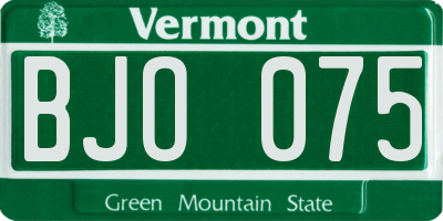 VT license plate BJO075