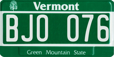 VT license plate BJO076