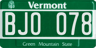 VT license plate BJO078