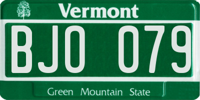 VT license plate BJO079