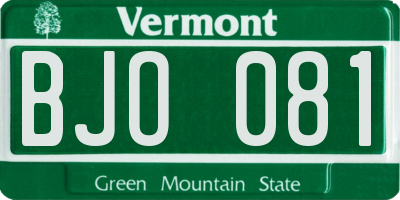 VT license plate BJO081