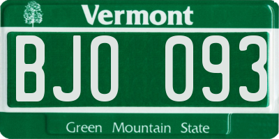 VT license plate BJO093