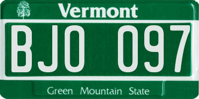 VT license plate BJO097