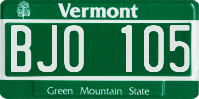 VT license plate BJO105
