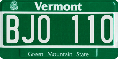 VT license plate BJO110