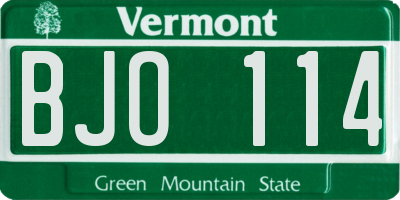 VT license plate BJO114